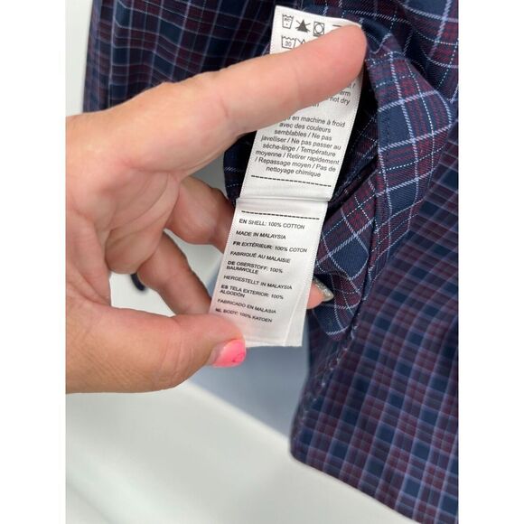 UNTUCKit Blue Plaid Wrinkle Free Button Up Dress Shirt Men's Size Large Cotton - Picture 10 of 12